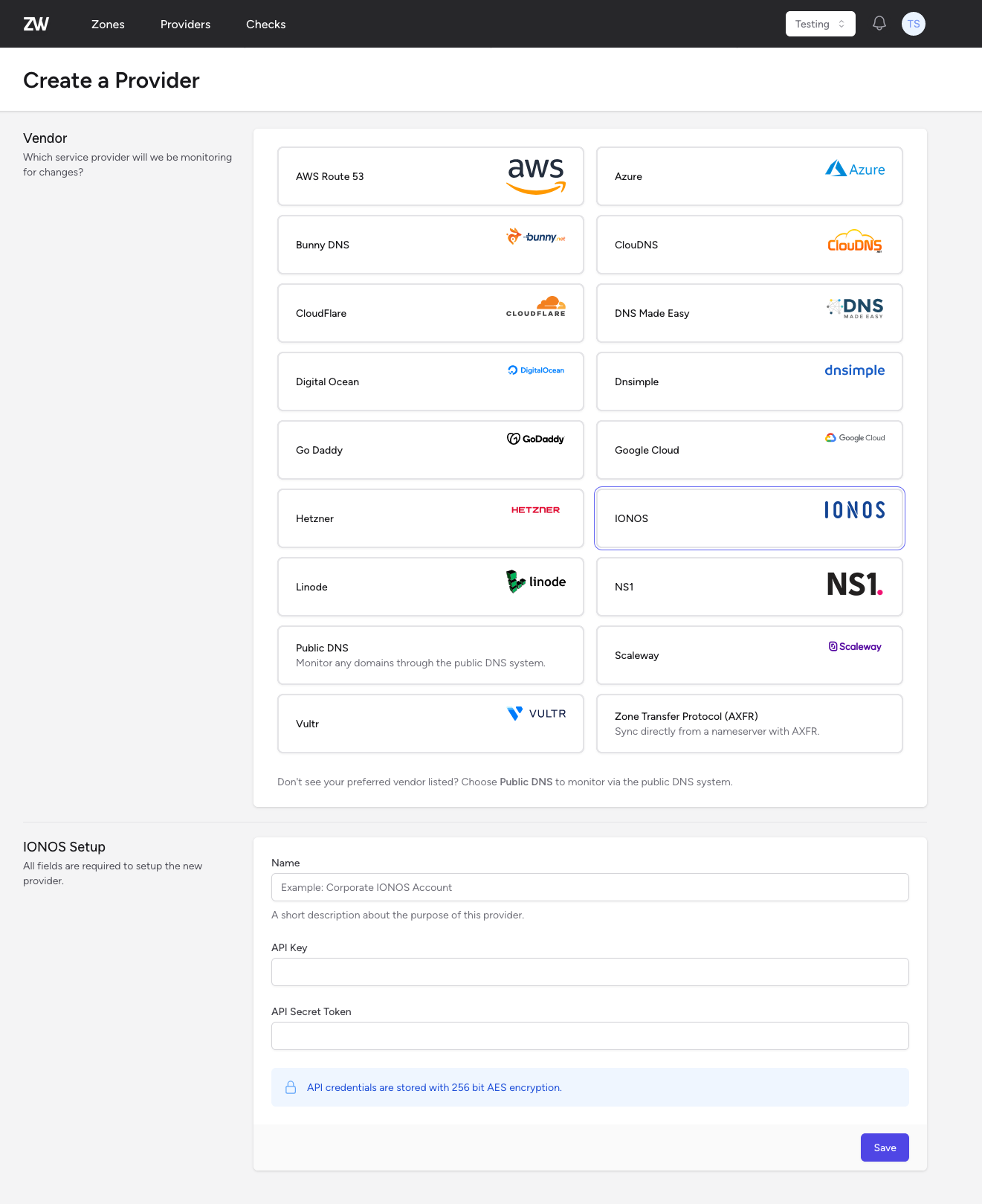 IONOS Provider Setup