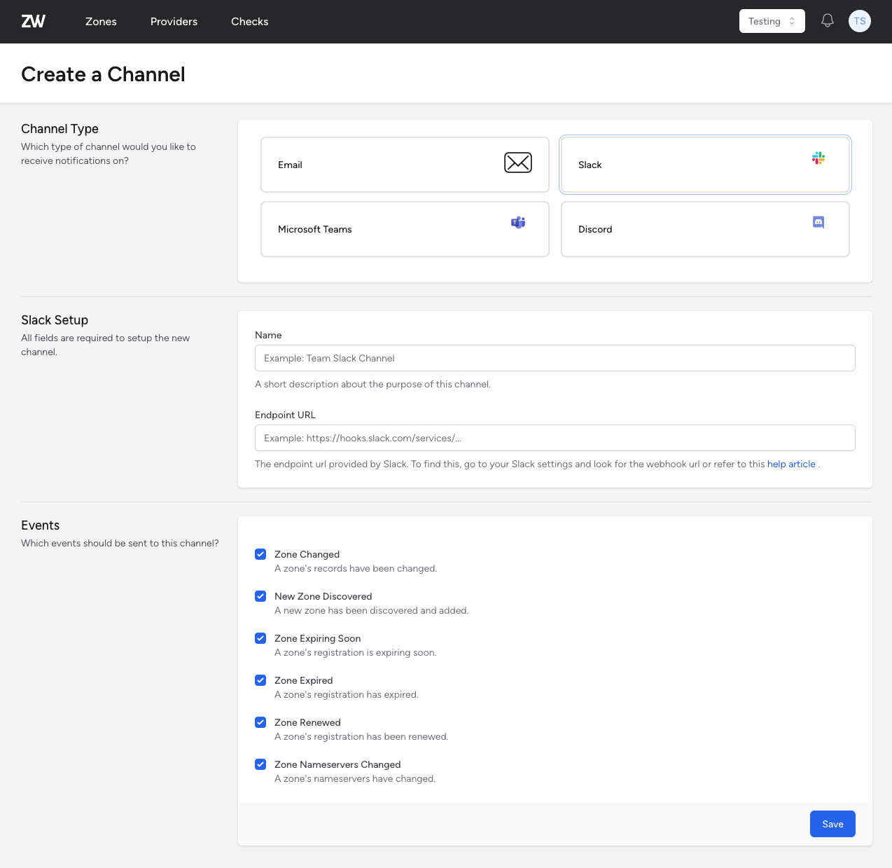 Setup Slack Notification Channel